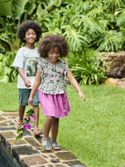 Jupe Couleur En Gaze De Coton Fille - Violet -Vertbaudet Soldes Boutique jupe couleur en gaze de coton fille 30