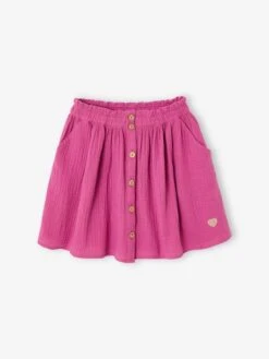 Jupe Couleur En Gaze De Coton Fille - Violet -Vertbaudet Soldes Boutique jupe couleur en gaze de coton fille 32