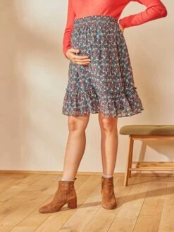 Jupe De Grossesse En Crêpe Imprimé - Vert Aop -Vertbaudet Soldes Boutique jupe de grossesse en crepe imprime 2