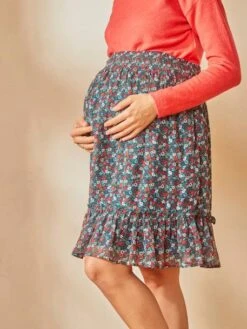 Jupe De Grossesse En Crêpe Imprimé - Vert Aop -Vertbaudet Soldes Boutique jupe de grossesse en crepe imprime 3