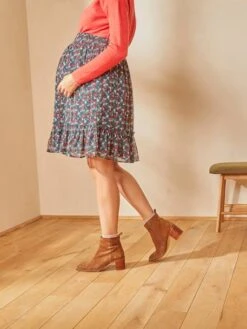 Jupe De Grossesse En Crêpe Imprimé - Vert Aop -Vertbaudet Soldes Boutique jupe de grossesse en crepe imprime 5