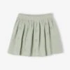 Jupe En Broderie Anglaise Fille Gaze De Coton - Vert Sauge