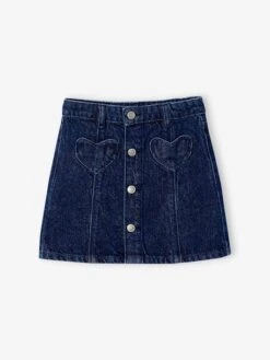 Jupe En Jean Boutonnée Fille - Denim Brut -Vertbaudet Soldes Boutique jupe en jean boutonnee fille 1