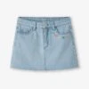 Jupe En Jean Brodée Fleurs Fille - Denim Bleached -Vertbaudet Soldes Boutique jupe en jean brodee fleurs fille