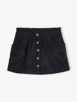 Jupe En Velours Poches Coeur Fille - Anthracite