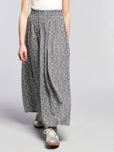 Jupe Fille Longue à Fleurs - Gris Imprimé 7 Jupe Fille Longue à Fleurs - Gris Imprimé – Image 7