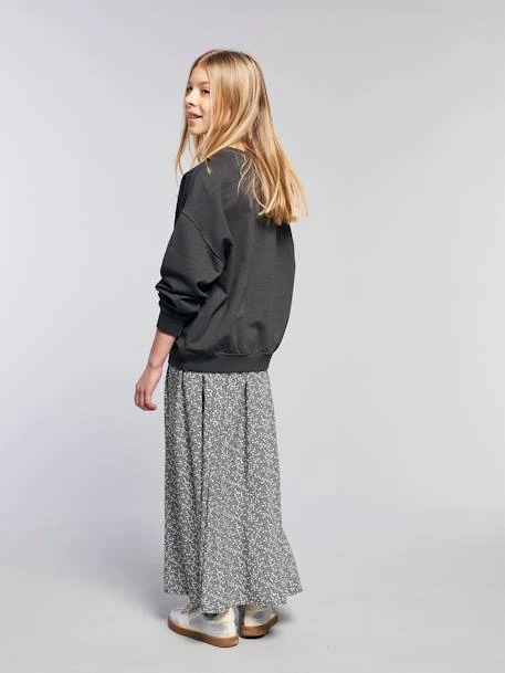 Jupe Fille Longue à Fleurs - Gris Imprimé 8 Jupe Fille Longue à Fleurs - Gris Imprimé – Image 8