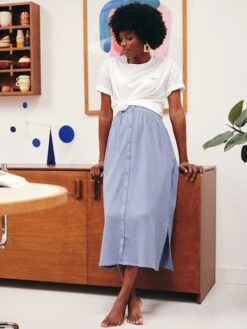 Jupe Longue De Grossesse En Gaze De Coton - Terracotta