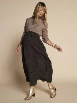 Jupe Longue De Grossesse Motif Zébré - Chocolat