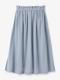 Cyrillus Jupe Longue Fille En Gaze De Coton Bio - Bleu Jean