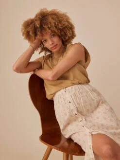 Jupe Longue Grossesse En Gaze De Coton - Sable -Vertbaudet Soldes Boutique jupe longue grossesse en gaze de coton 19