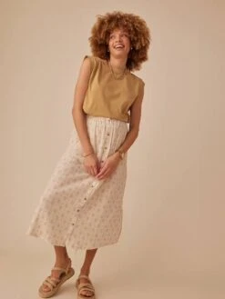 Jupe Longue Grossesse En Gaze De Coton - Sable -Vertbaudet Soldes Boutique jupe longue grossesse en gaze de coton 21