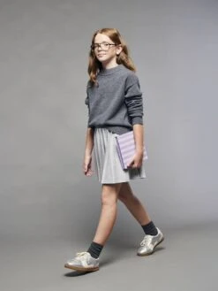 Jupe Plissée En Molleton Fille - Gris Chiné