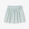 Jupe Rayée Fil Brillant Fille En Coton/lin - Bleu Pâle