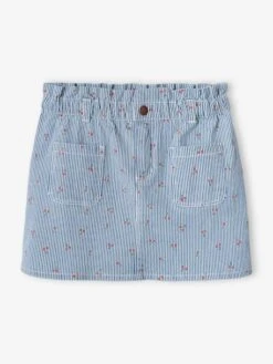 Jupe Rayée Fille - Rayé Rose