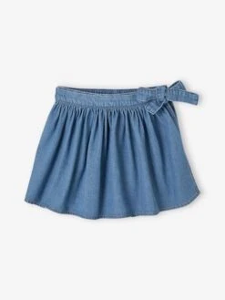 Jupe-short En Denim Léger Fille - Stone -Vertbaudet Soldes Boutique jupe short en denim leger fille 1