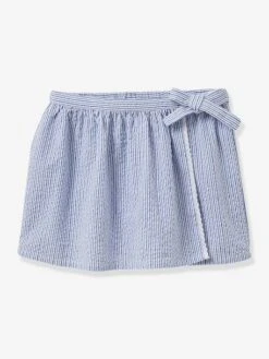 Cyrillus Jupe-short En Seersucker Fille - Rayé Bleu