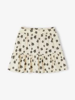 Jupe Short Motifs Fleurs Fille - Rose Bonbon