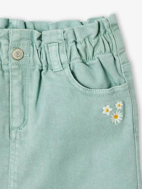 Jupe Trapèze Style Paperbag Fille Facile à Enfiler - Bleu Grisé 7 Jupe Trapèze Style Paperbag Fille Facile à Enfiler - Bleu Grisé – Image 7