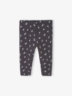 Legging Bébé Léopard En Maille Côtelée - Anthracite