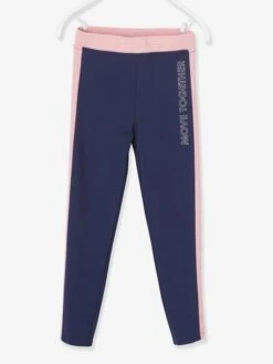 Legging De Sport Fille Bandes Côtes - Rose Poudré -Vertbaudet Soldes Boutique legging de sport fille bandes cotes 18
