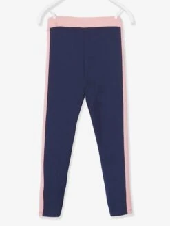 Legging De Sport Fille Bandes Côtes - Marine -Vertbaudet Soldes Boutique legging de sport fille bandes cotes 7