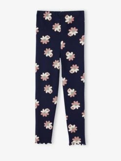 Legging Imprimé En Maille Côtelée Fille - Marine -Vertbaudet Soldes Boutique legging imprime en maille cotelee fille 25