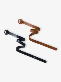 Lot 2 Ceintures Fille Fermeture Boucle Métallique Forme Fleur - Pivoine