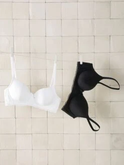 Lot 2 Soutiens-gorge De Grossesse Avec Armatures En Coton Biologique* - Blanc -Vertbaudet Soldes Boutique lot 2 soutiens gorge de grossesse avec armatures en coton biologique 2