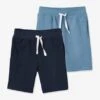Lot De 2 Bermudas Basics Garçon En Molleton - Lot Noir -Vertbaudet Soldes Boutique lot de 2 bermudas basics garcon en molleton