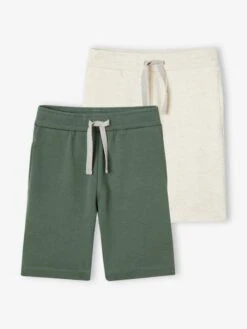 Lot De 2 Bermudas Basics Garçon En Molleton - Lot Encre -Vertbaudet Soldes Boutique lot de 2 bermudas basics garcon en molleton 48