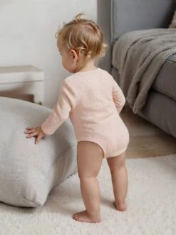 Lot De 2 Bodies Bébé Manches Longues En Maille Pointelle - Rose Pâle -Vertbaudet Soldes Boutique lot de 2 bodies bebe manches longues en maille pointelle 7