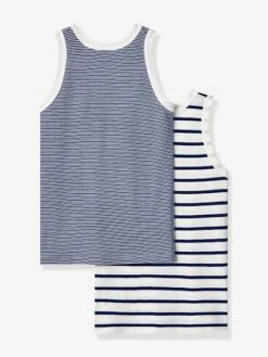 PETIT BATEAU Lot De 2 Débardeurs En Coton Bio - Lot Bleu