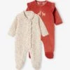 Lot De 2 Dors-bien Bébé Fille En Velours - écru -Vertbaudet Soldes Boutique lot de 2 dors bien bebe fille en velours