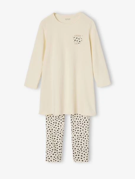 Lot De 2 Ensembles Chemises De Nuit Legging Fille Léopard - écru 2 Lot De 2 Ensembles Chemises De Nuit Legging Fille Léopard - écru – Image 2