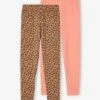 Lot De 2 Leggings Fille Basics - Bleu Nuit -Vertbaudet Soldes Boutique lot de 2 leggings fille basics