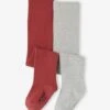 Lot De 2 Paires De Collants Bébé Fille - Gris Chiné -Vertbaudet Soldes Boutique lot de 2 paires de collants bebe fille 2