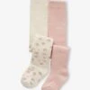 Lot De 2 Paires De Collants Bébé Fille à Fleurs Et En Côtes - écru -Vertbaudet Soldes Boutique lot de 2 paires de collants bebe fille a fleurs et en cotes