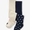 Lot De 2 Paires De Collants Bébé Fille Motifs Coeurs - Marine -Vertbaudet Soldes Boutique lot de 2 paires de collants bebe fille motifs coeurs