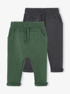 Lot De 2 Pantalons En Molleton Bébé - Vert Sapin -Vertbaudet Soldes Boutique lot de 2 pantalons en molleton bebe 27