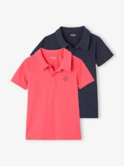 Lot De 2 Polos Garçon Unis Manches Courtes - Vert D'eau
