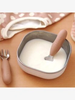 Beaba Lot De 2 Pré-couverts D'apprentissage 2e âge En Inox Et Silicone - Beige Imprimé -Vertbaudet Soldes Boutique lot de 2 pre couverts dapprentissage 2e age en inox et silicone 36