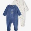 Lot De 2 Pyjamas Bébé Garçon "renard" En Velours - Bleu