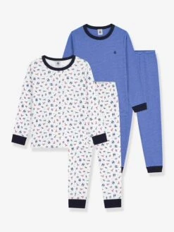 PETIT BATEAU Lot De 2 Pyjamas Enfant En Coton Imprimé - Bleu