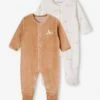 Lot De 2 Pyjamas Mixtes Velours Ouverture Naissance - Rose -Vertbaudet Soldes Boutique lot de 2 pyjamas mixtes velours ouverture naissance