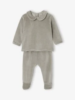 Lot De 2 Pyjamas Naissance 2 Pièces En Velours - Vieux Rose -Vertbaudet Soldes Boutique lot de 2 pyjamas naissance 2 pieces en velours 2