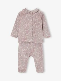 Lot De 2 Pyjamas Naissance 2 Pièces En Velours - Vieux Rose -Vertbaudet Soldes Boutique lot de 2 pyjamas naissance 2 pieces en velours 3