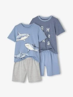 Lot De 2 Pyjashorts Garçon Requins - Bleu Ciel