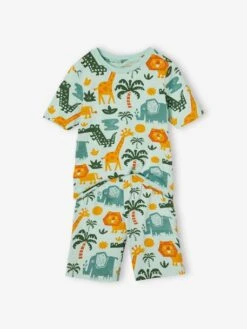 Lot De 2 Pyjashorts Garçon Savane - Bleu Pétrole -Vertbaudet Soldes Boutique lot de 2 pyjashorts garcon savane 2