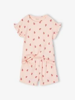 Lot De 2 Pyjashorts Pommes Fille - Rose Pâle -Vertbaudet Soldes Boutique lot de 2 pyjashorts pommes fille 2